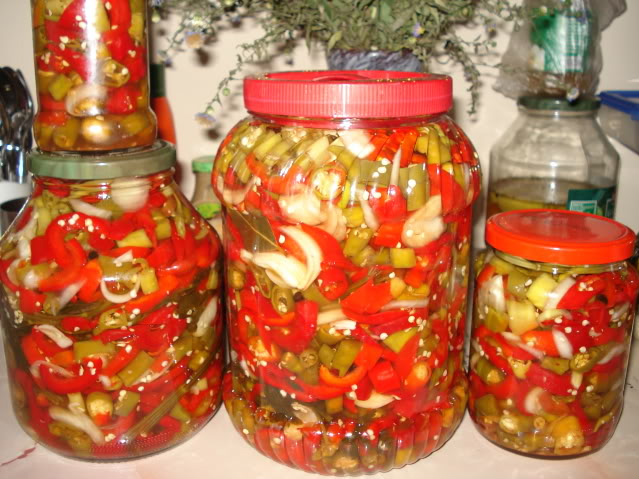 Salata de ardei iuti cu gogosari si ceapa