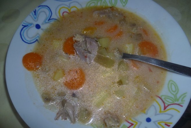 Ciorba cu legume si carne de curcan