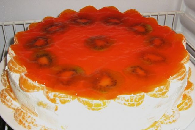 TORTA DE PAN-DI-SPANIA CU VANILIE SI FRUCTE