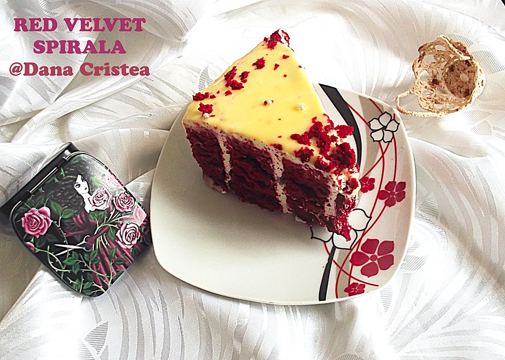 Tort Red Velvet Spirala cu crema ganache