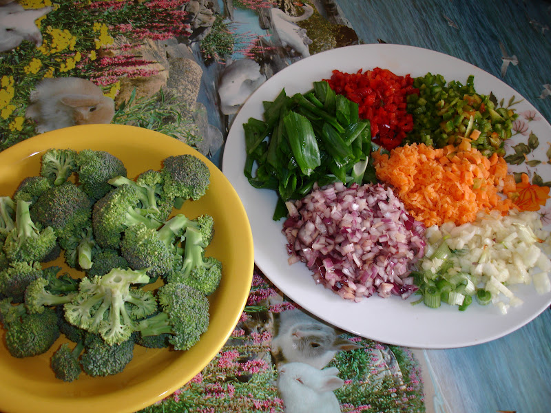 Orez cu legume, ciuperci si brocoli