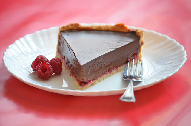 Raspberry chocolate tart