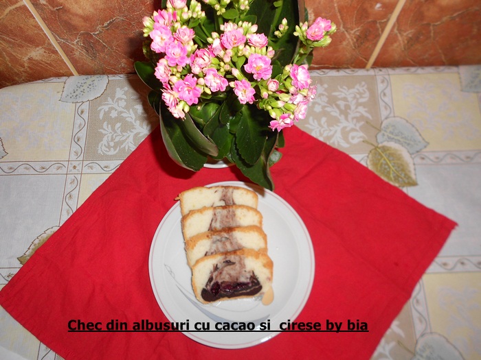 Chec din albusuri cu cacao si cirese