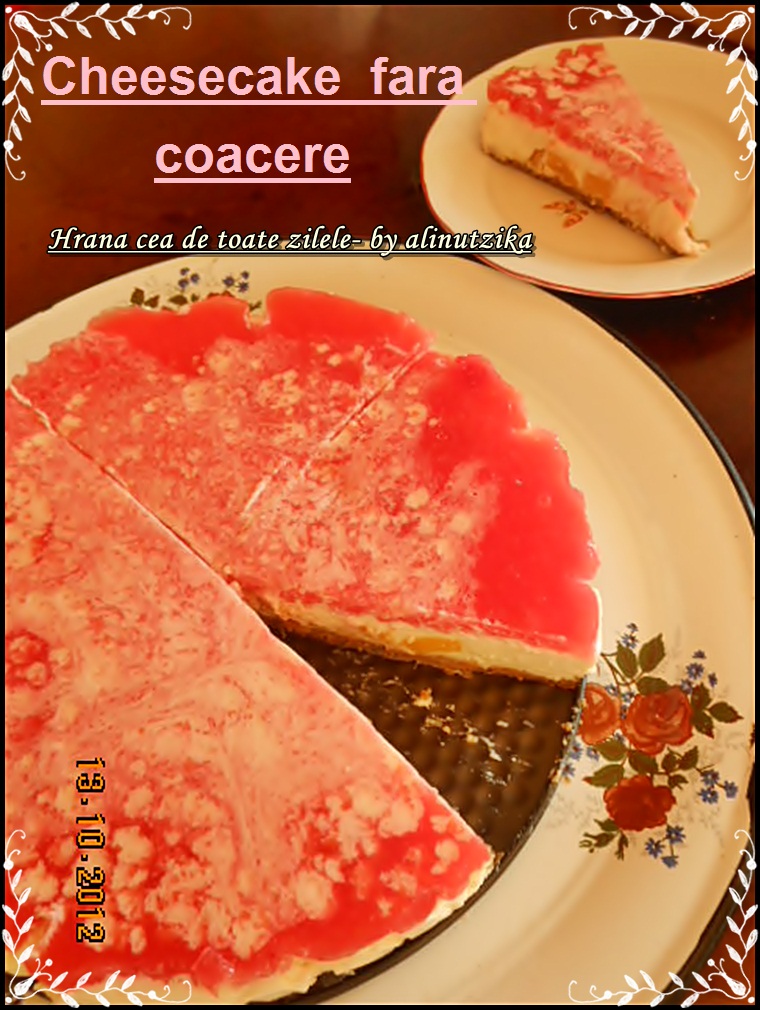 Cheesecake cu piersici -  fara coacere