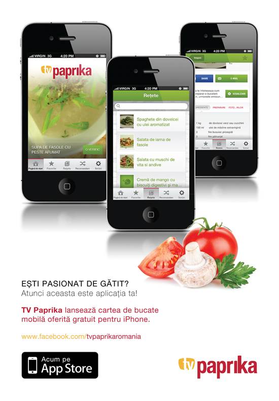 TV Paprika a lansat aplicatie de retete in AppStore