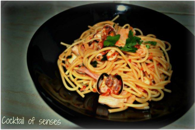 Spaghetti cu fructe de mare