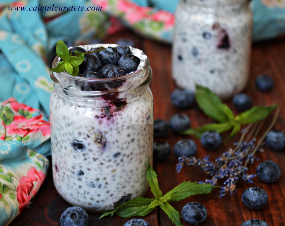 Budinca de chia cu lapte de cocos si afine