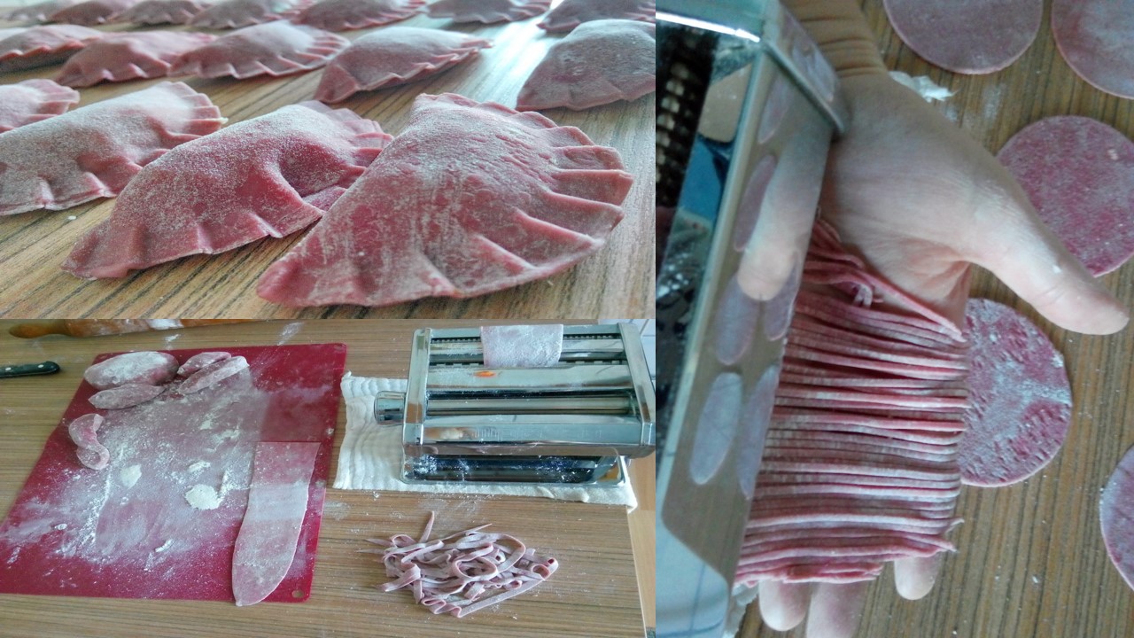 Paste colorate  facute in casa(taitei, tagliatelle si ravioli)