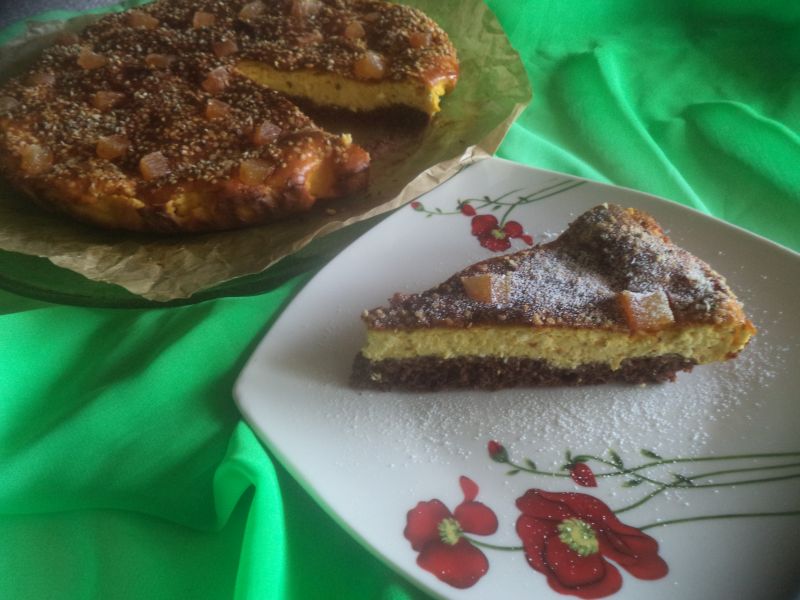 Cheesecake cu seminte de canepa si ghimbir confiat