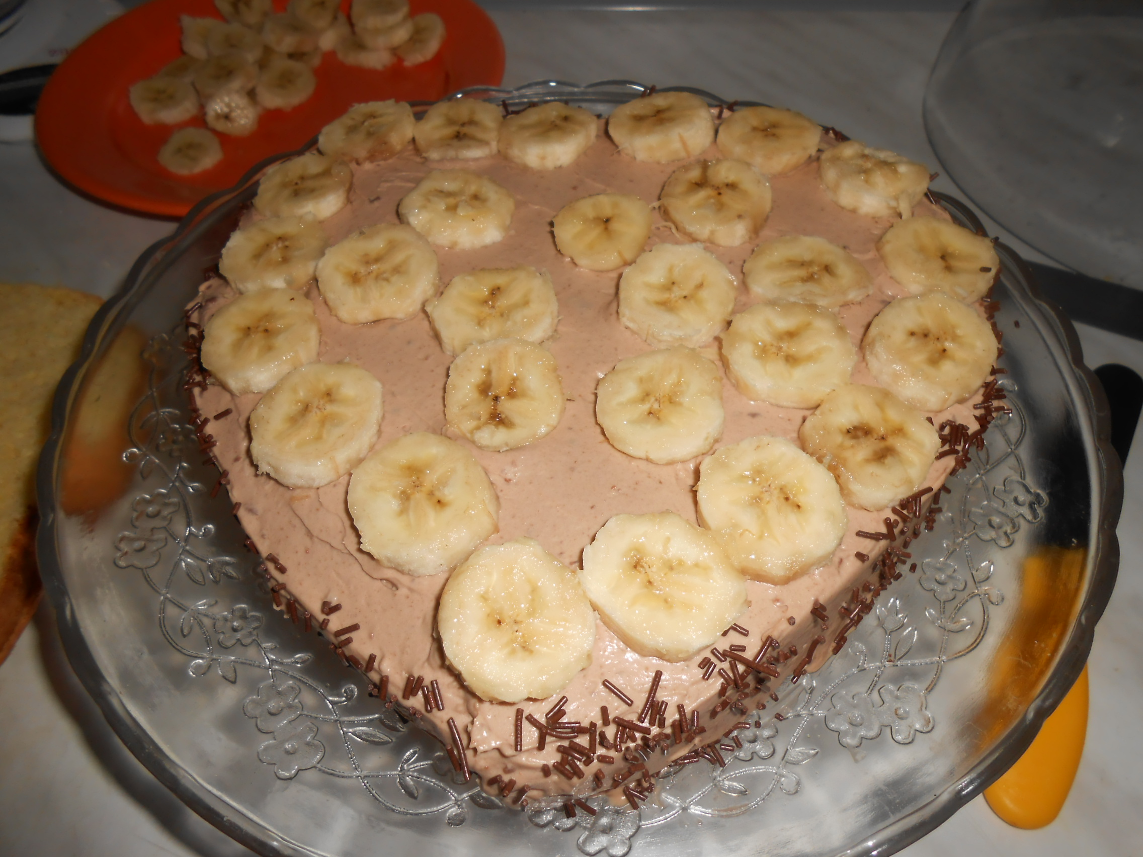 Tort cu ciocolata,mascarpone si banane