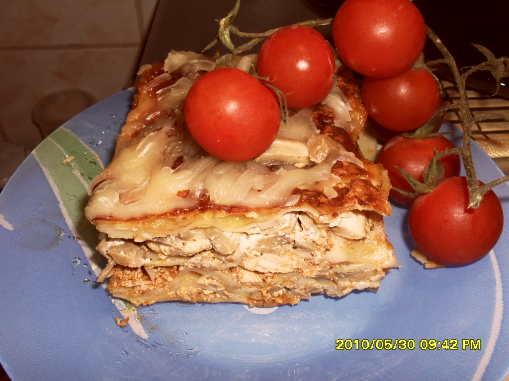 Lasagna cu piept de pui si ciuperci