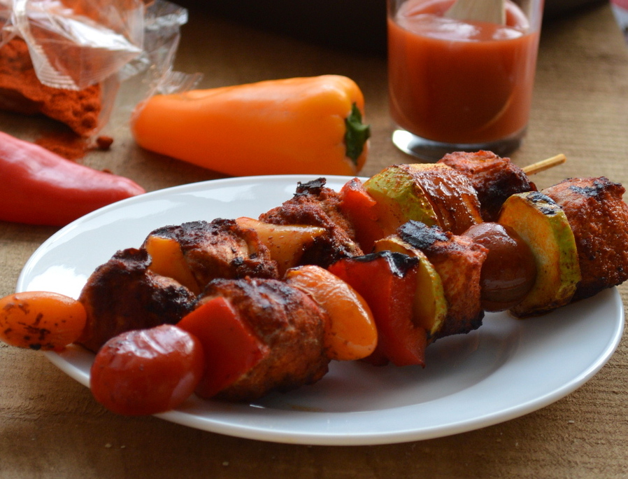 Frigarui de curcan cu legume, la grill