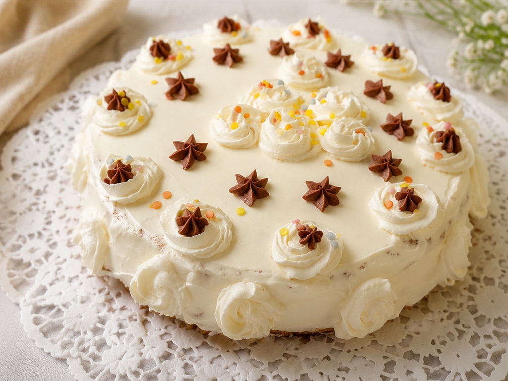 Desert tort cu crema de branza si budinca de vanilie