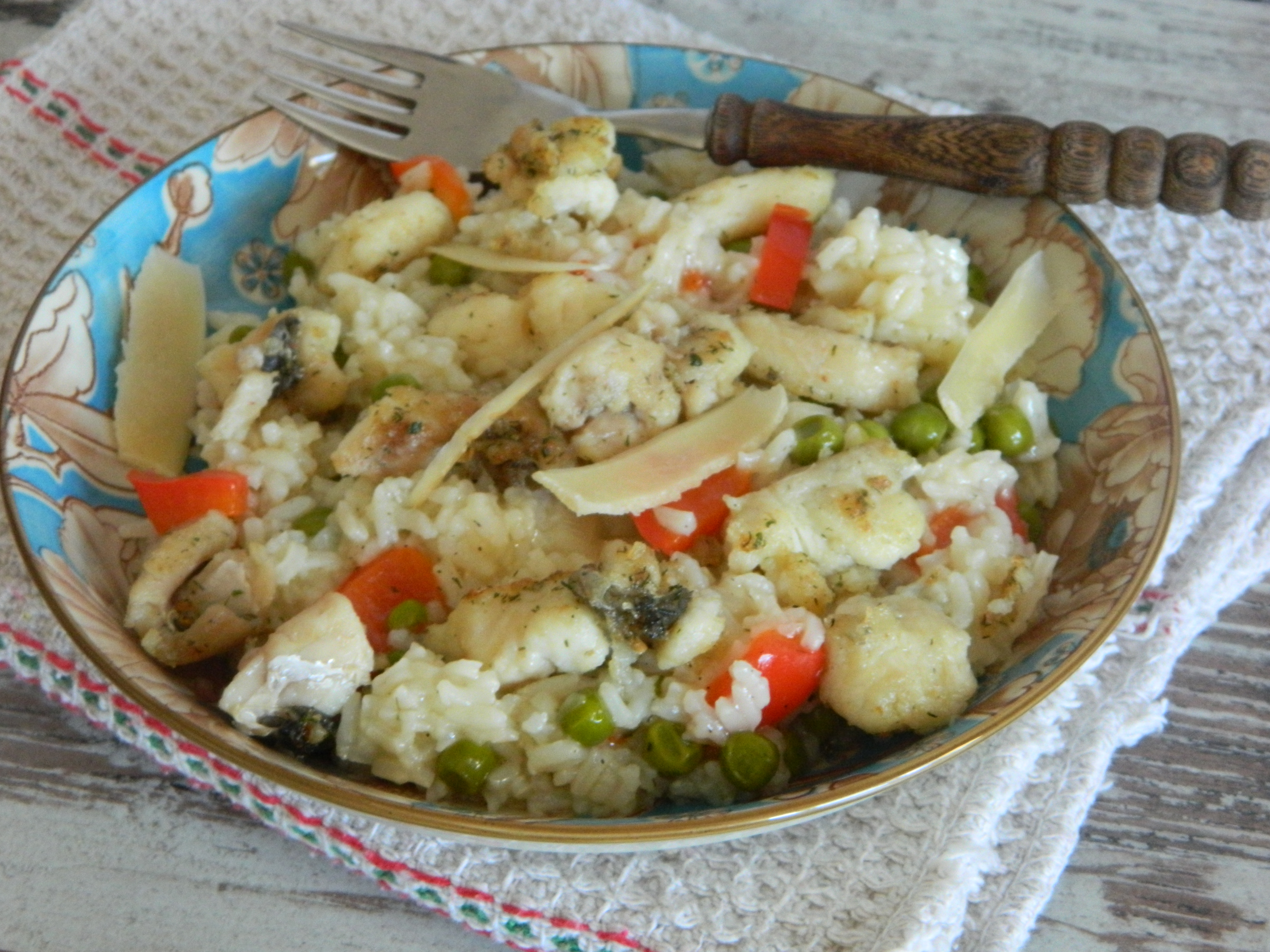 Risotto cu mazare, ardei gras si somn