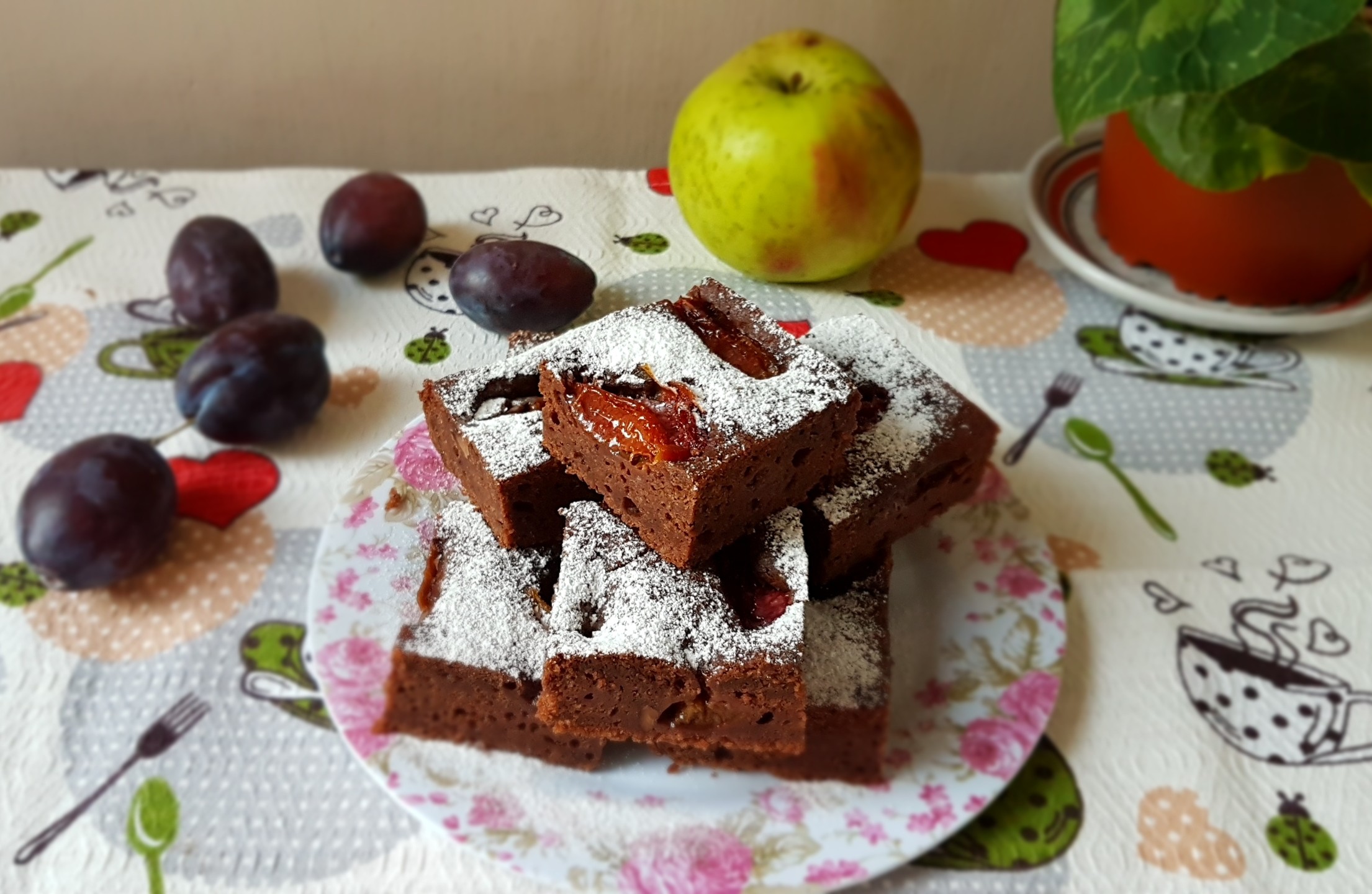 Desert prajitura cu gem de prune si nuci - de post