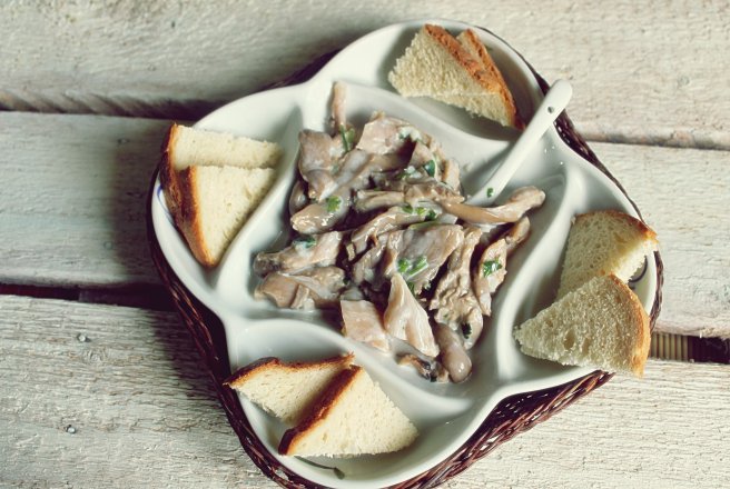 Salata de ciuperci pleurotus cu iaurt, usturoi si patrunjel