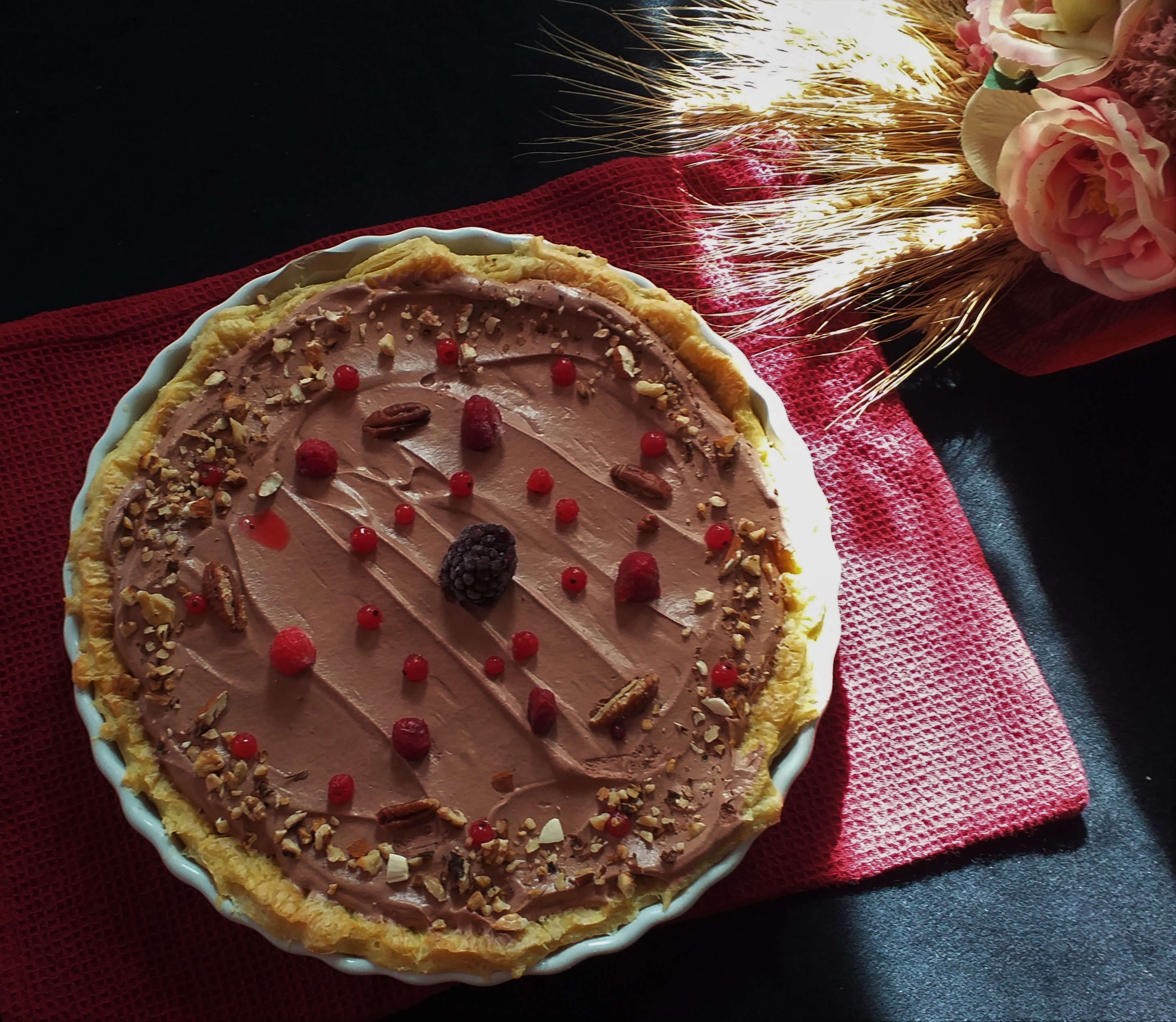 Desert tarta cu ciocolata si banane