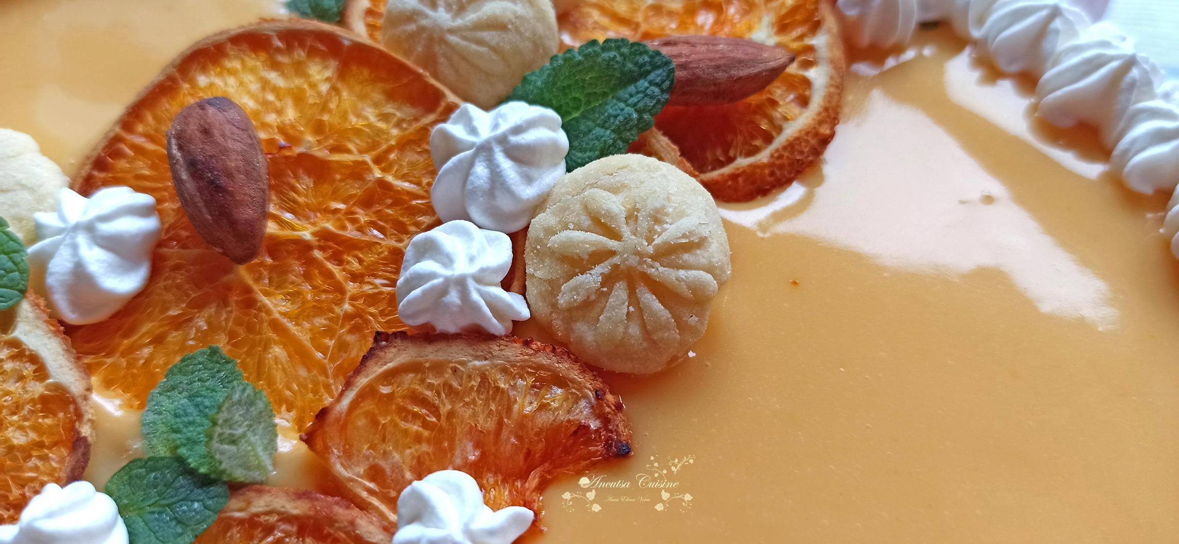 Desert tarta cu crema frangipane si orange curd