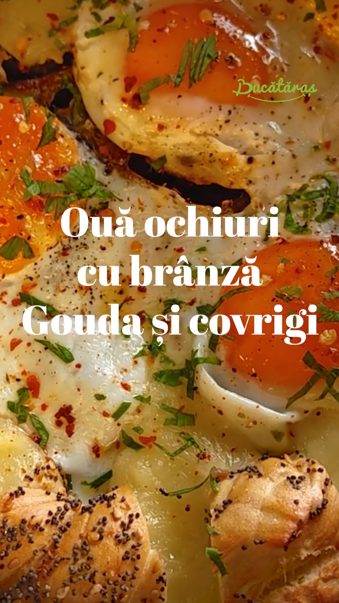 Ouă ochiuri cu brânză gouda și covrigi - Mic dejun rapid și savuros