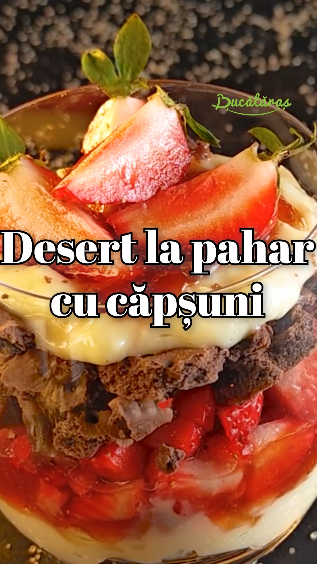 Desert la pahar cu căpșuni - Rețeta rapidă și delicioasă